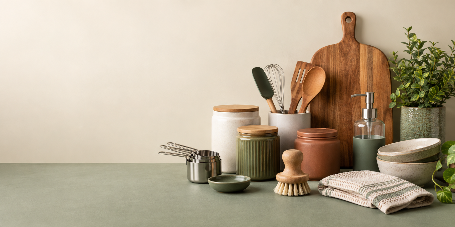 Original still life representing kitchenware and household retail